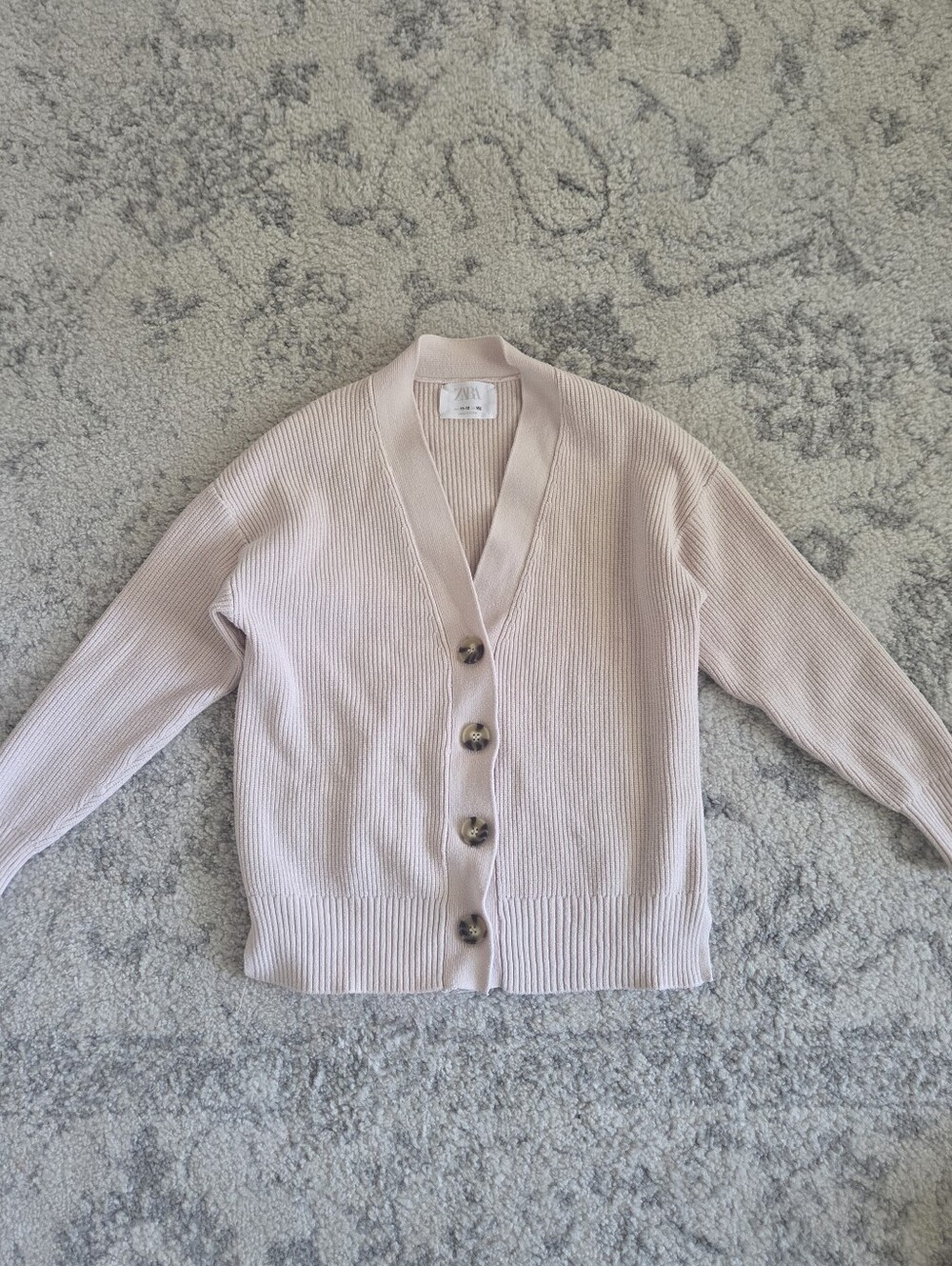 Zara Kids Cream Ribbed Button Cardigan